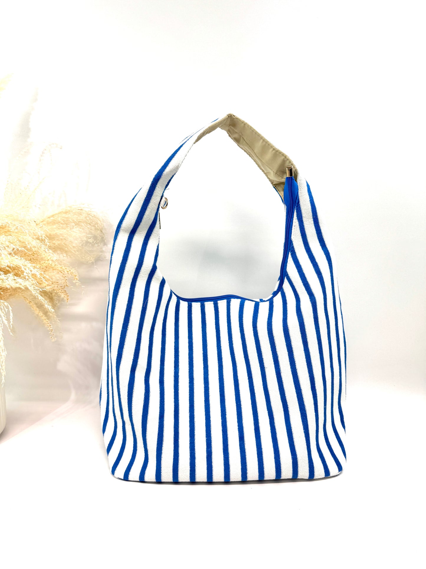 Sac cabas coton hobo rayé en éponge