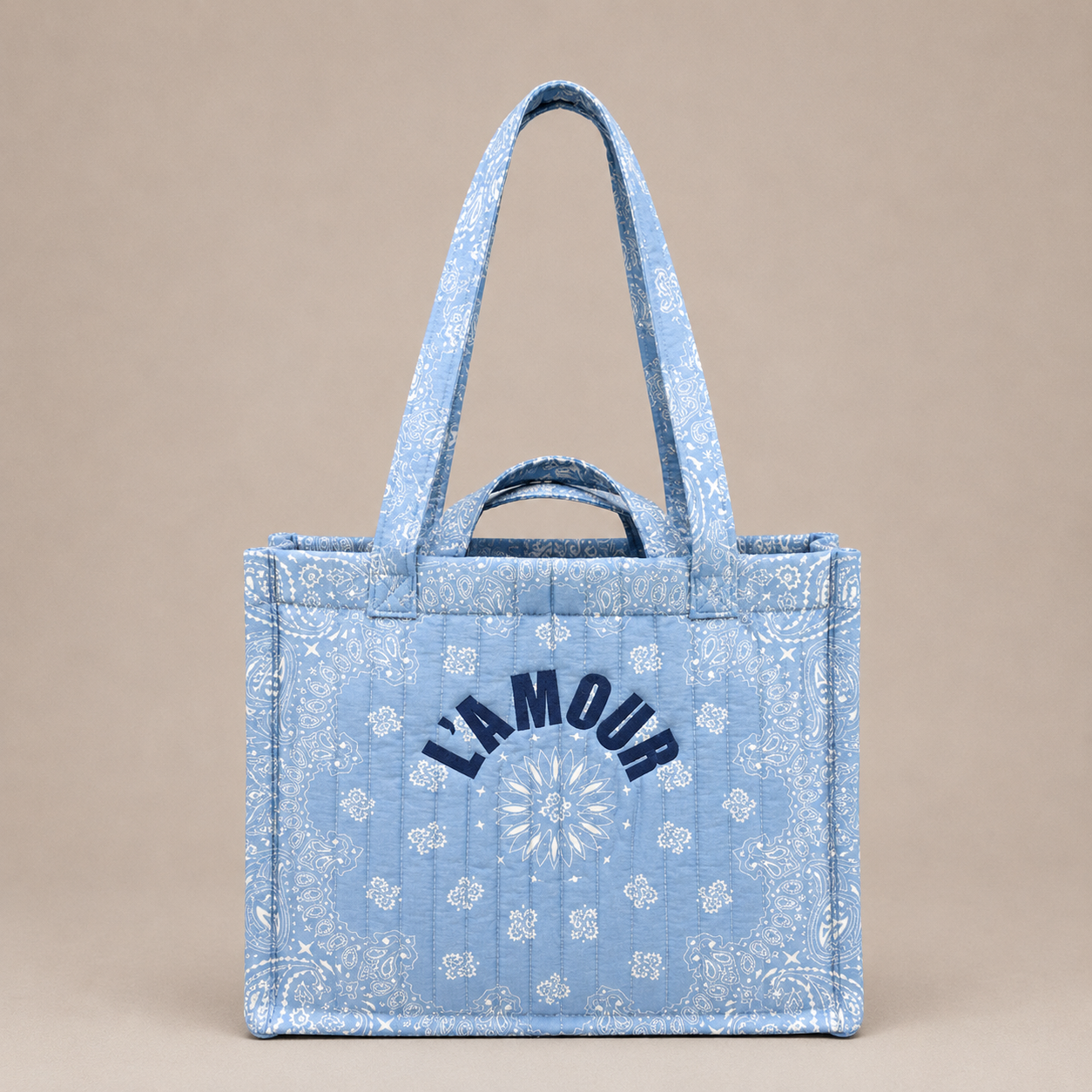 Sac cabas coton style bandana bicolore "Amour"