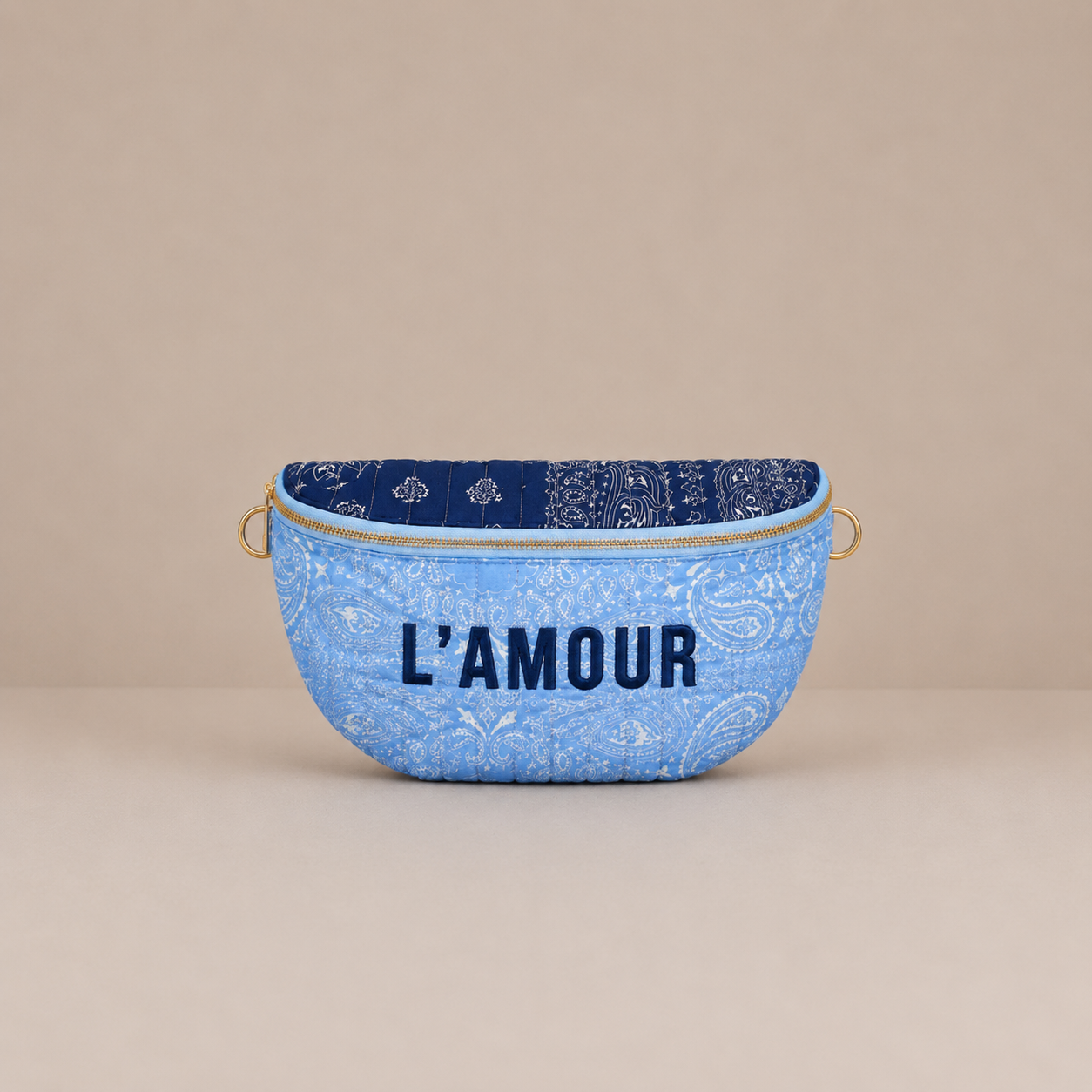 Sac banane coton style bandana bicolore "Amour"