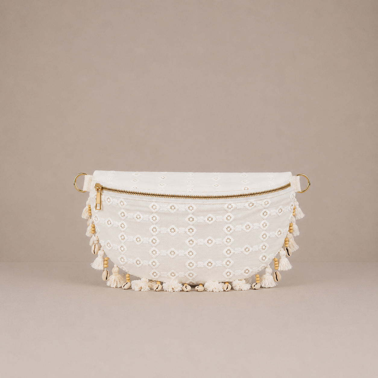 Sac banane dentelle à franges coquillages
