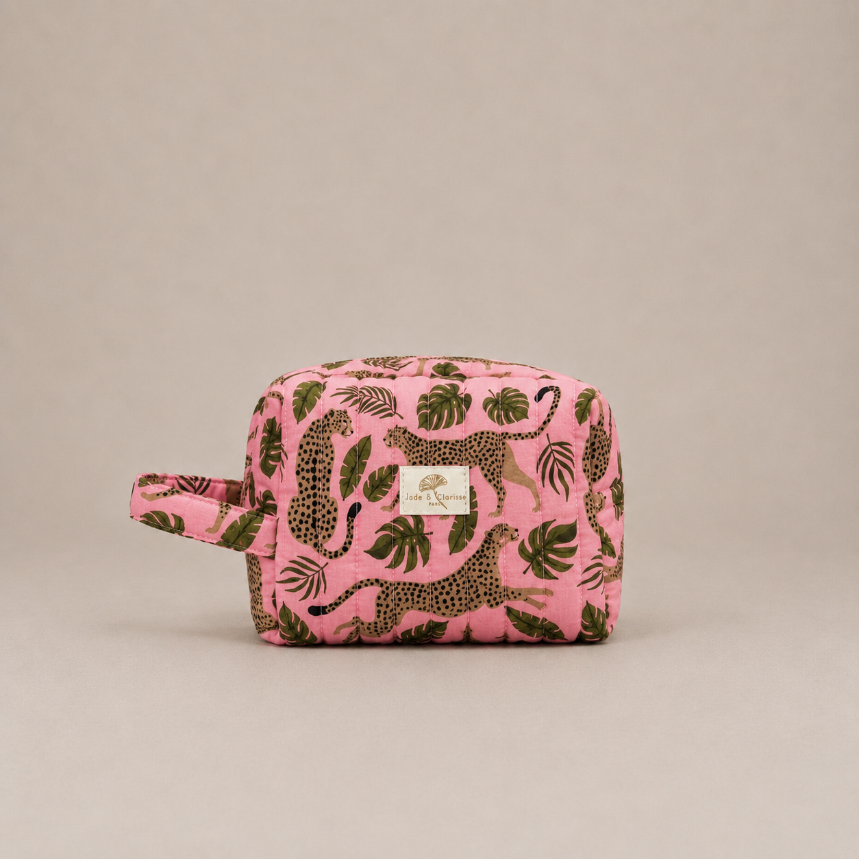 Trousse matelassée en coton imprimé animal