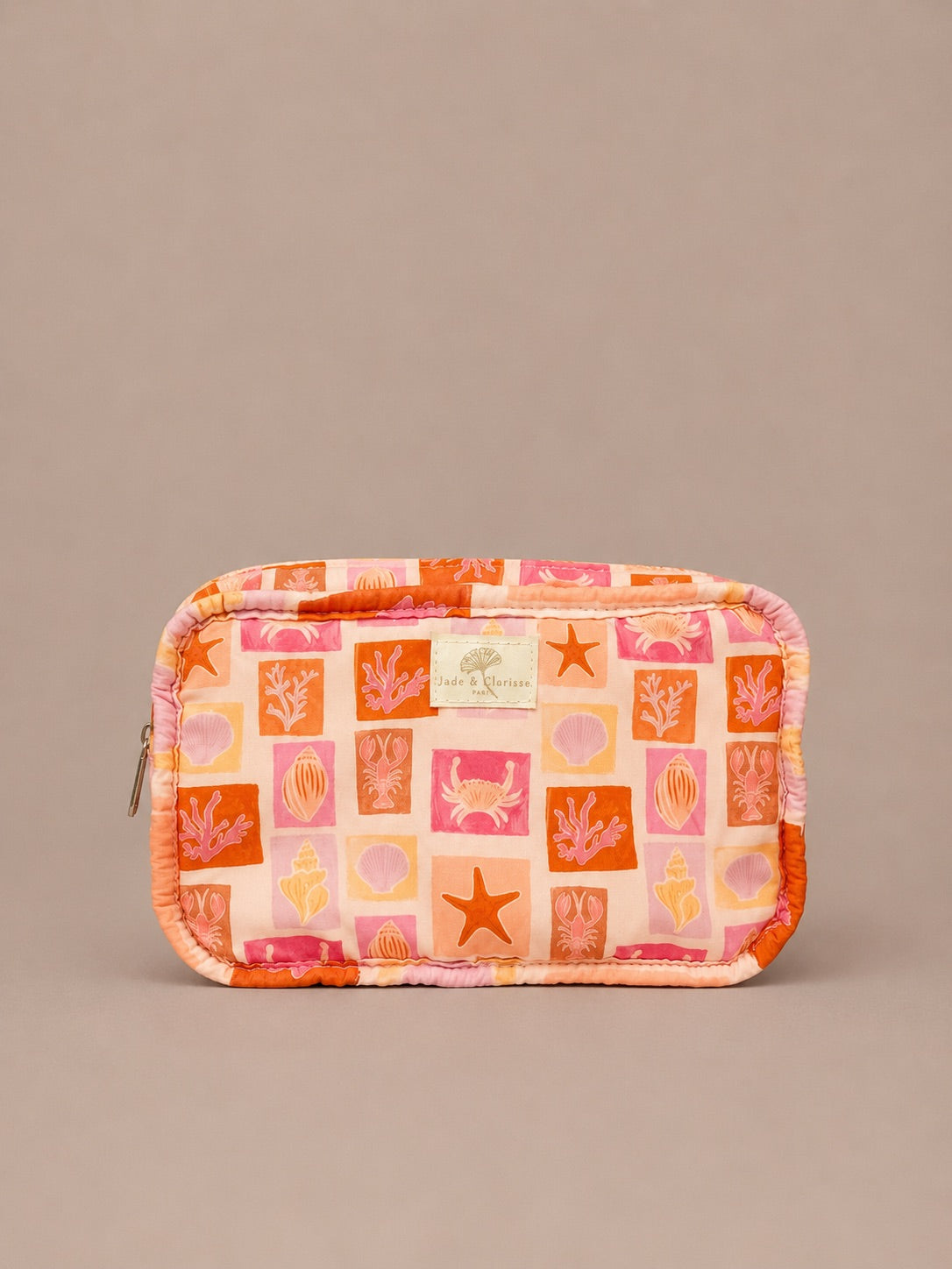Trousse matelassée en coton réversible "Soleil"