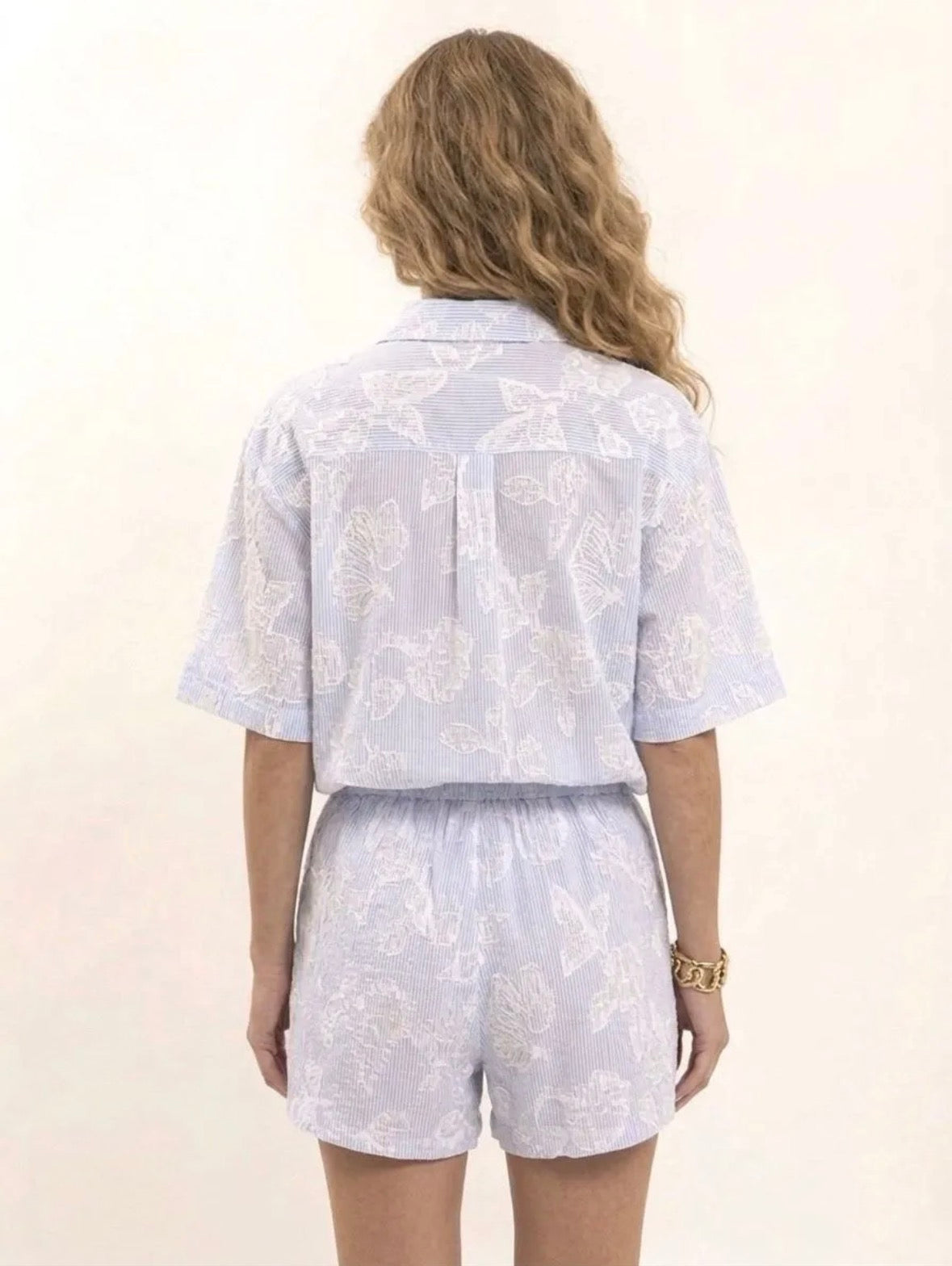 Ensemble coton texturé brodé