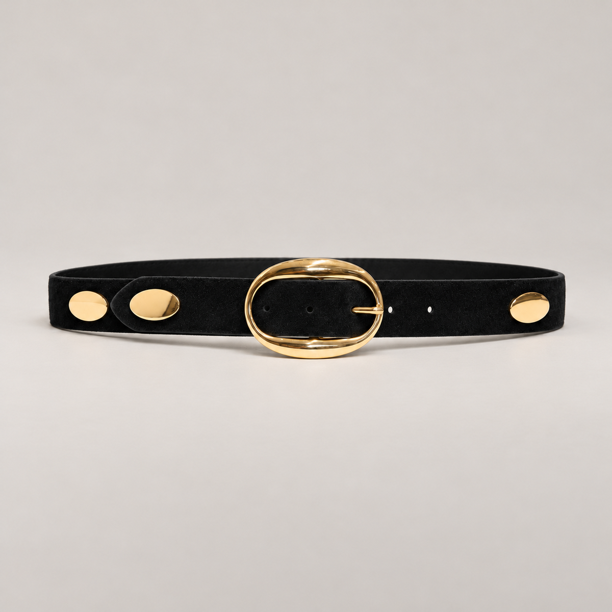Ceinture en velours et boucle ovale dorée – ELVA