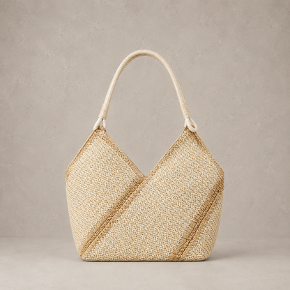 Sac cabas trapèze en paille tressé