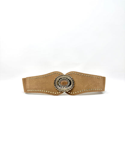 Ceinture large sculptante élastique à boucle soleil