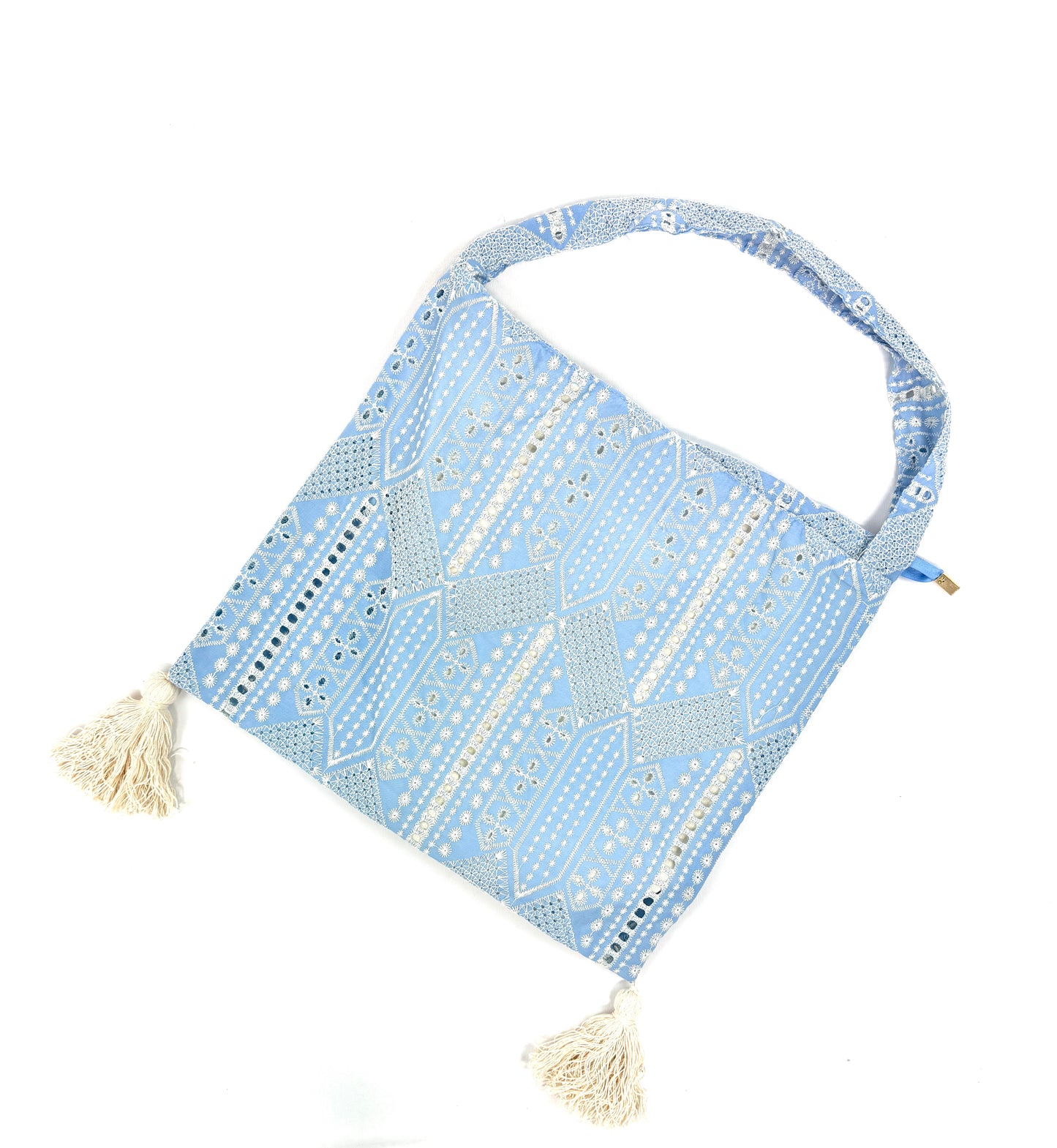 Sac fourre tout dentelle à franges pompons