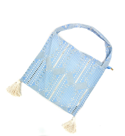 Sac fourre tout dentelle à franges pompons