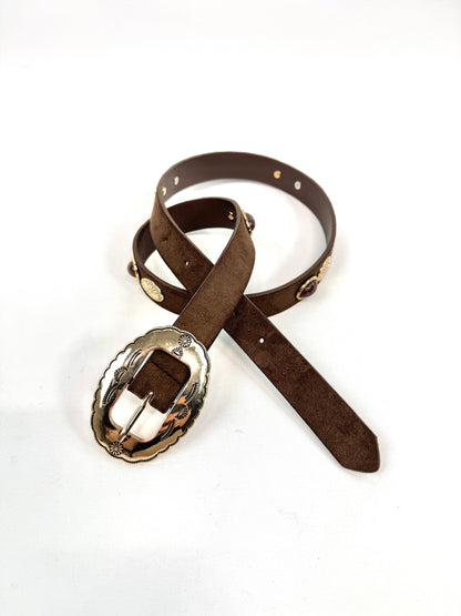 Ceinture chic à boucle écaille dorée