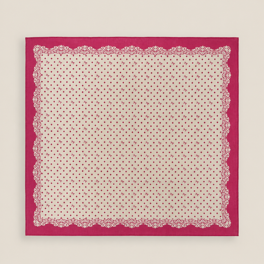 Carré en coton imprimé petits pois et noeuds