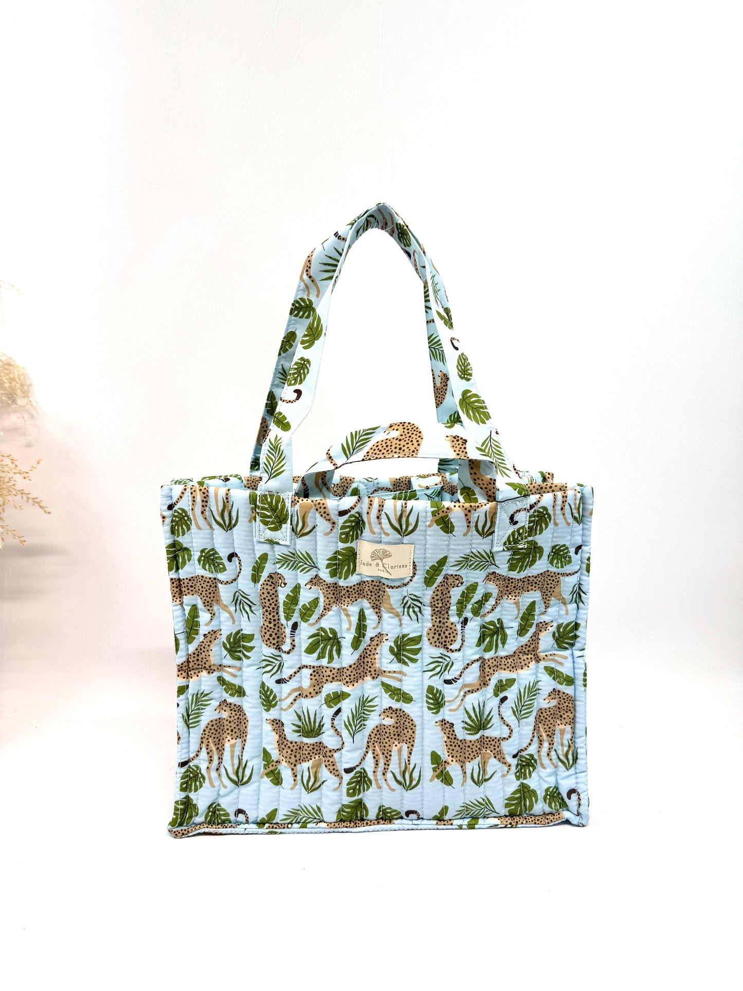 Sac cabas matelassé imprimé félin
