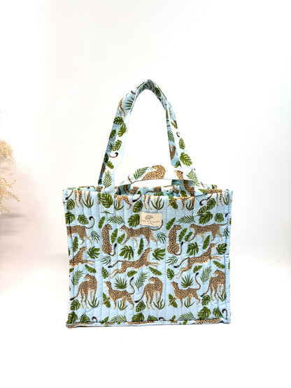 Sac cabas matelassé imprimé félin