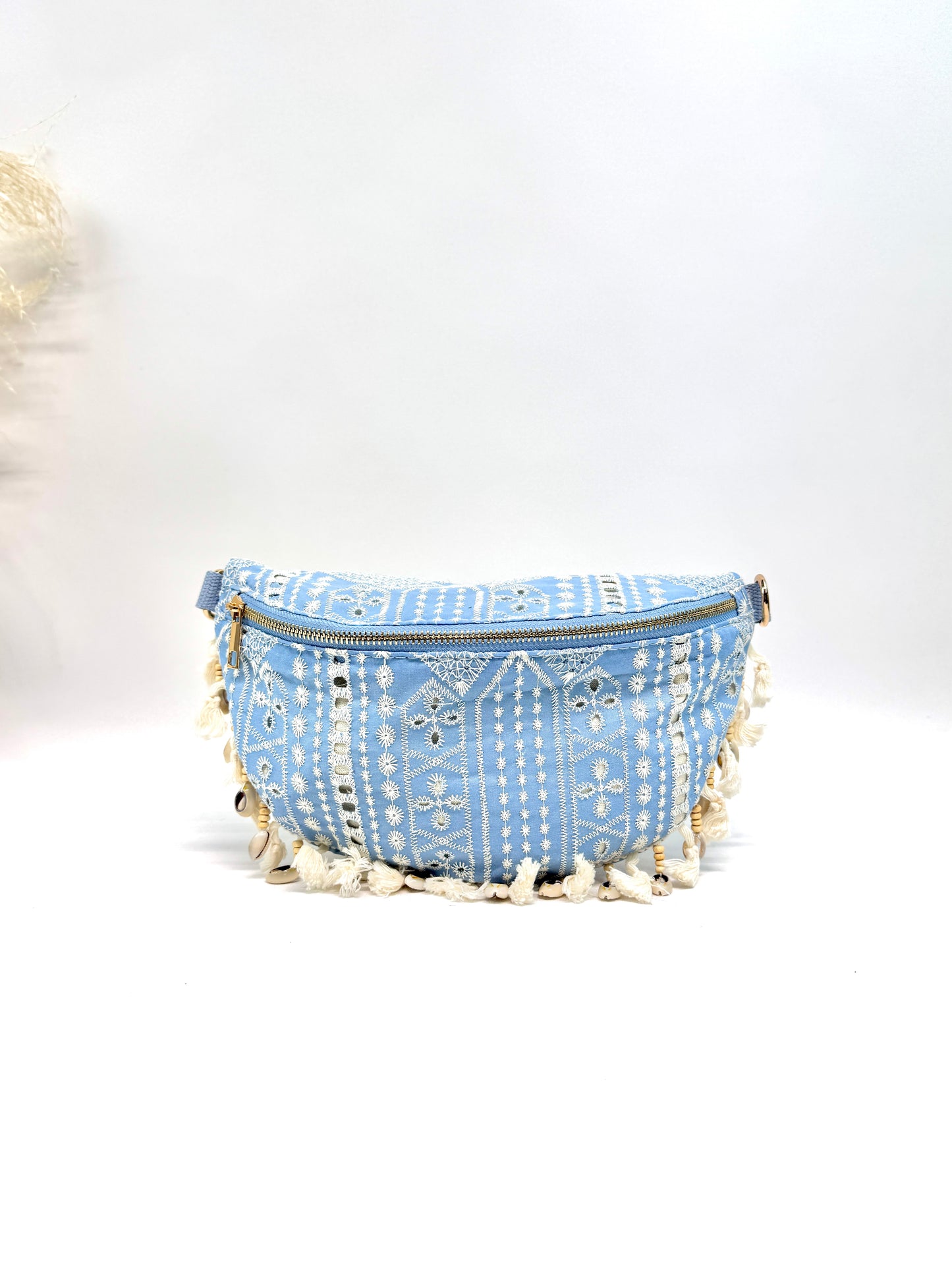 Sac banane dentelle à franges coquillages