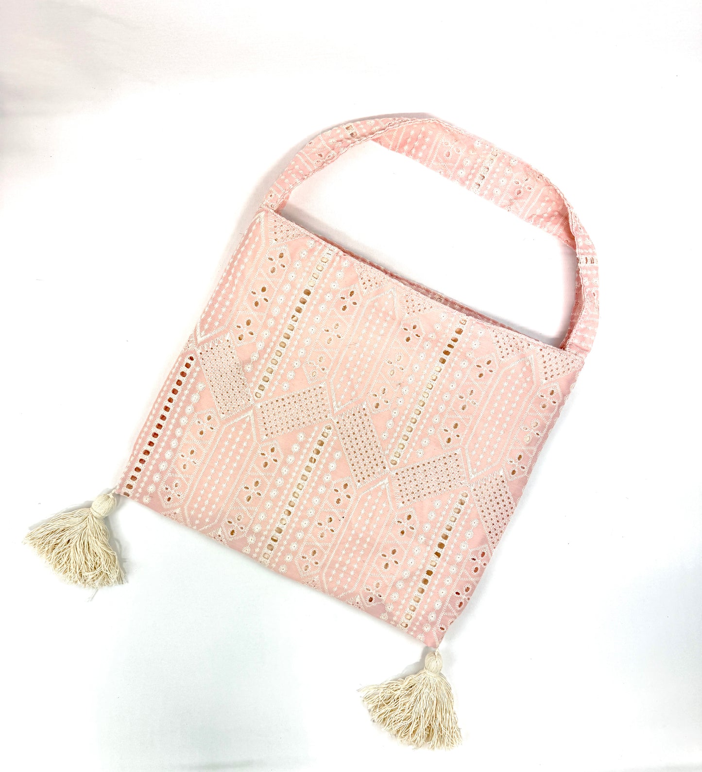 Sac fourre tout dentelle à franges pompons