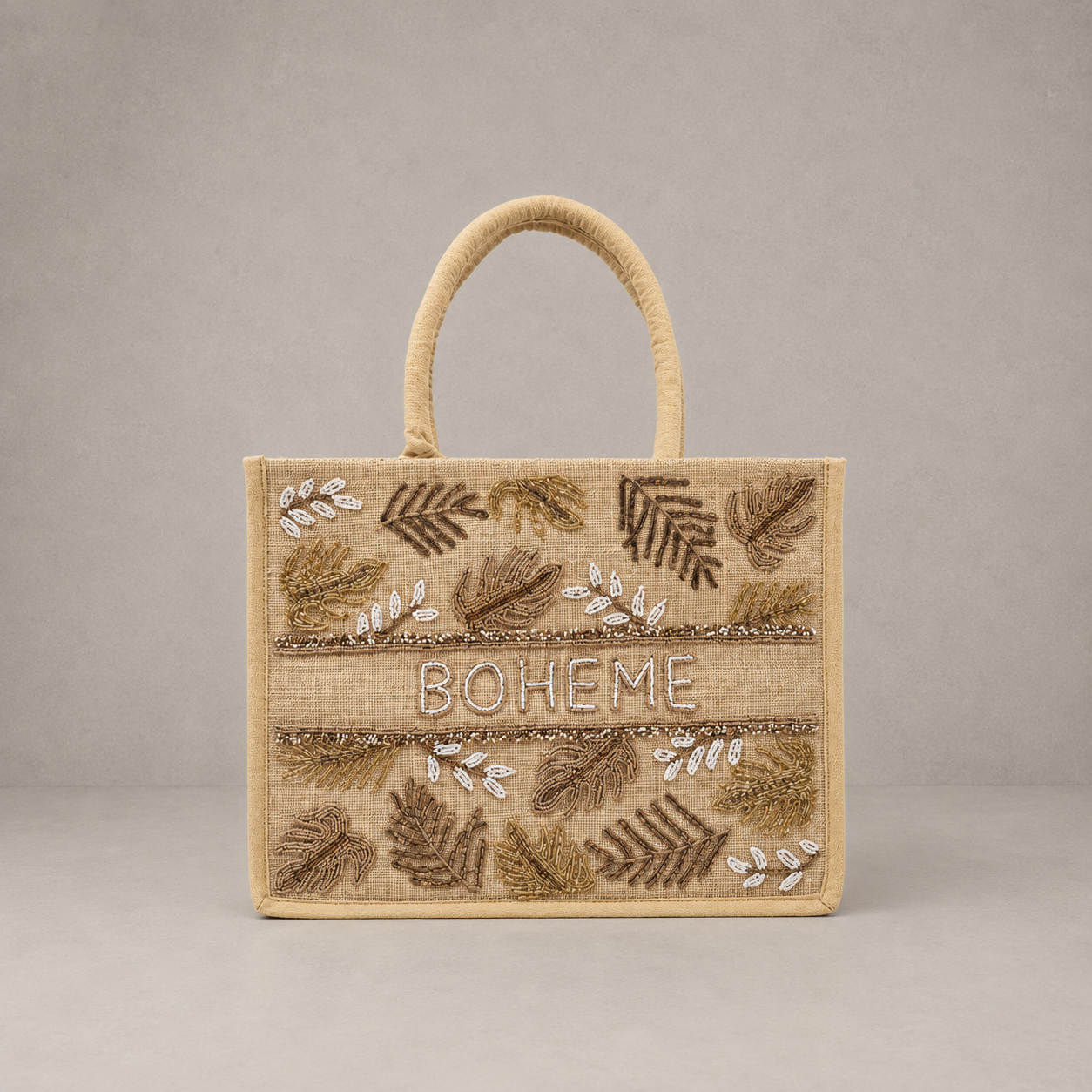 Le sac cabas "Bohème" canvas de jute