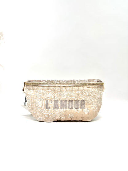 Sac banane coton style bandana bicolore "Amour"