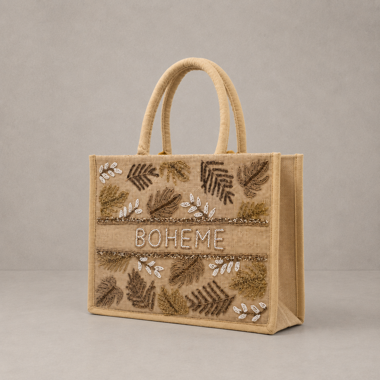 Le sac cabas "Bohème" canvas de jute