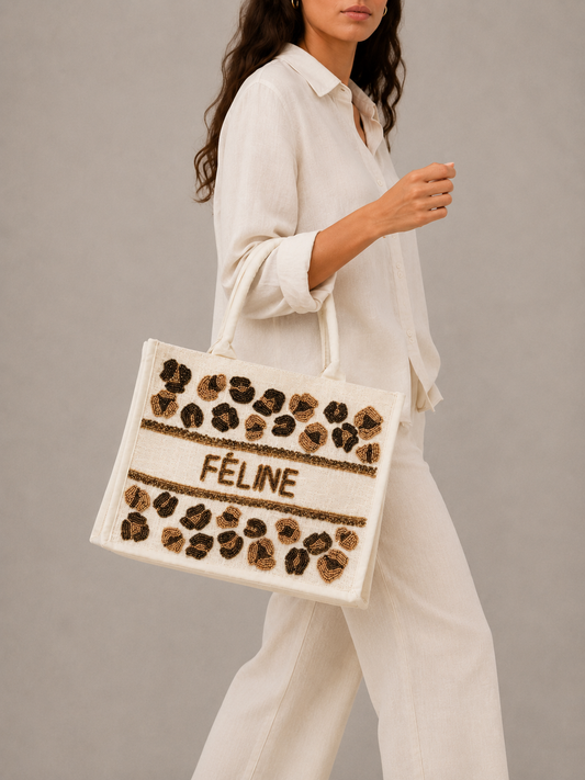 Le sac cabas "Féline" toile de jute