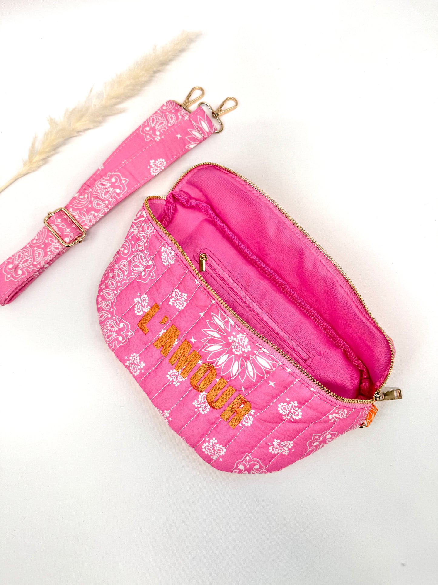Sac banane coton style bandana bicolore "Amour"