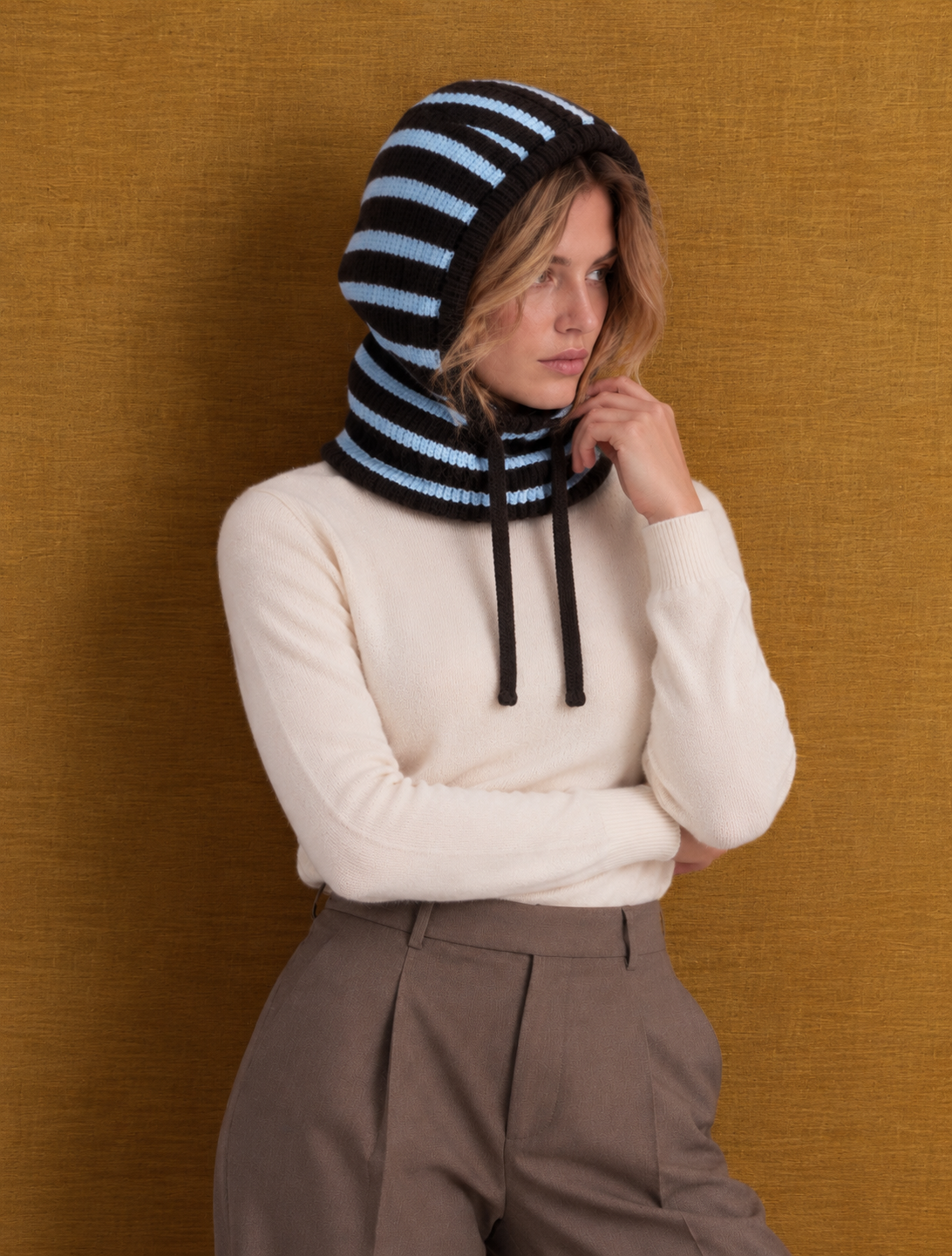 Cagoule en laine rayée - LISA