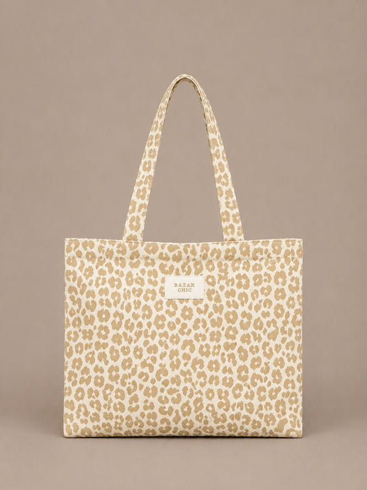Sac tote bag en coton léopard"Bazar chic"