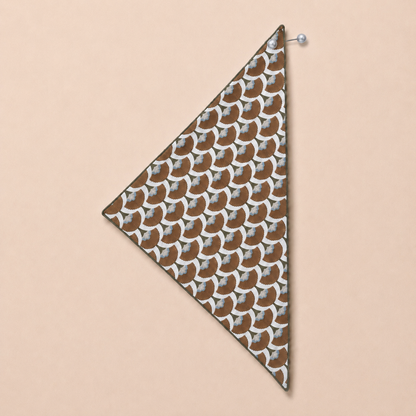 Création triangle réversible à broche double perles taupe