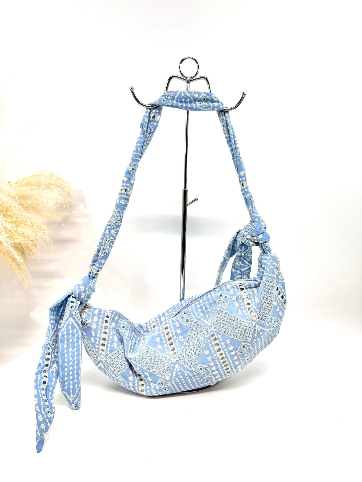 Sac banane besace dentelle à franges coquillages