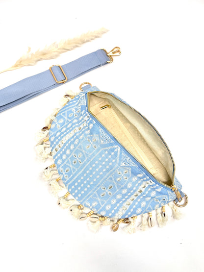 Sac banane dentelle à franges coquillages