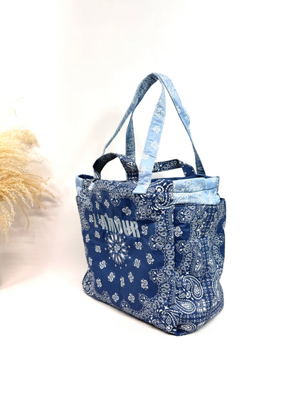 Sac cabas coton style bandada bicolore "Amour"