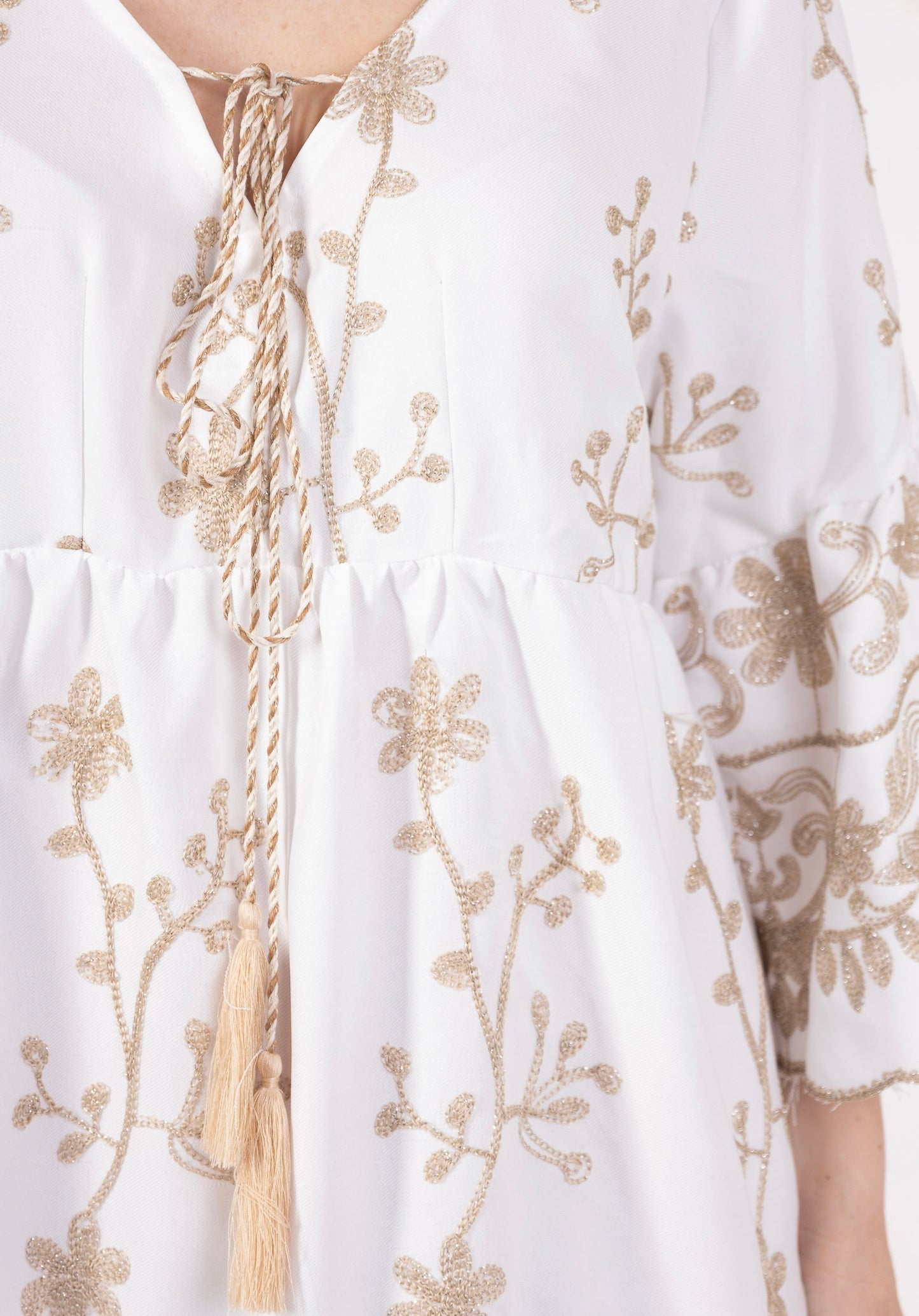 Tunique coton à broderies dorées