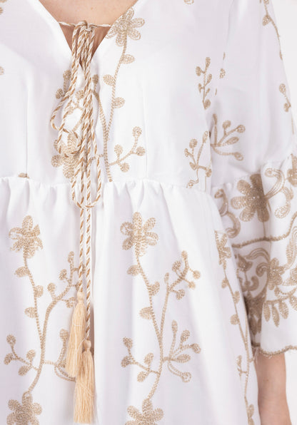 Tunique coton à broderies dorées