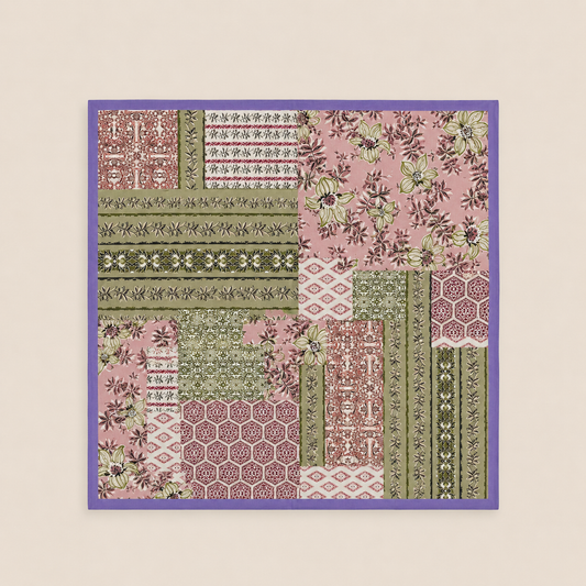 Carré en coton imprimé patchwork floral