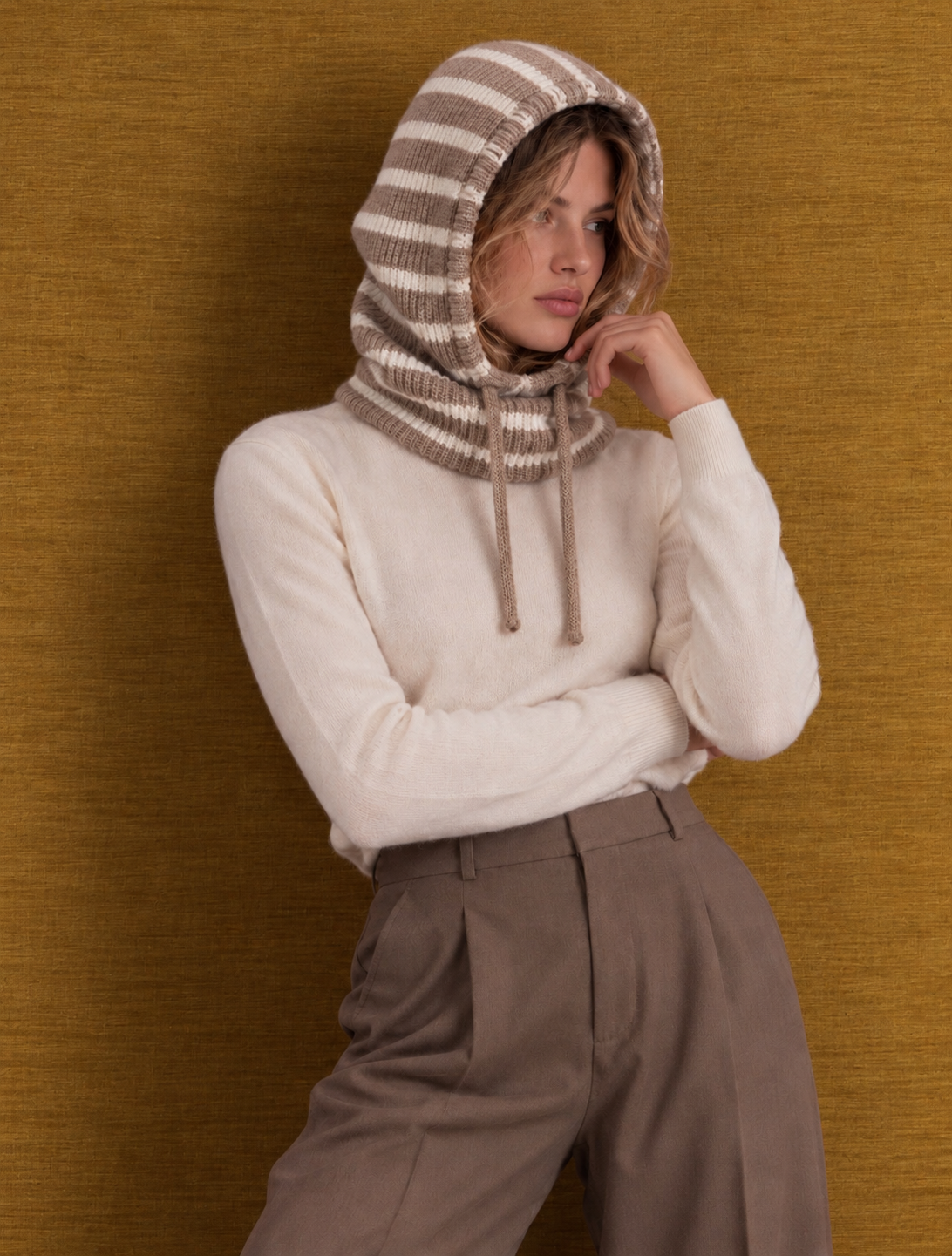 Cagoule en laine rayée - LISA