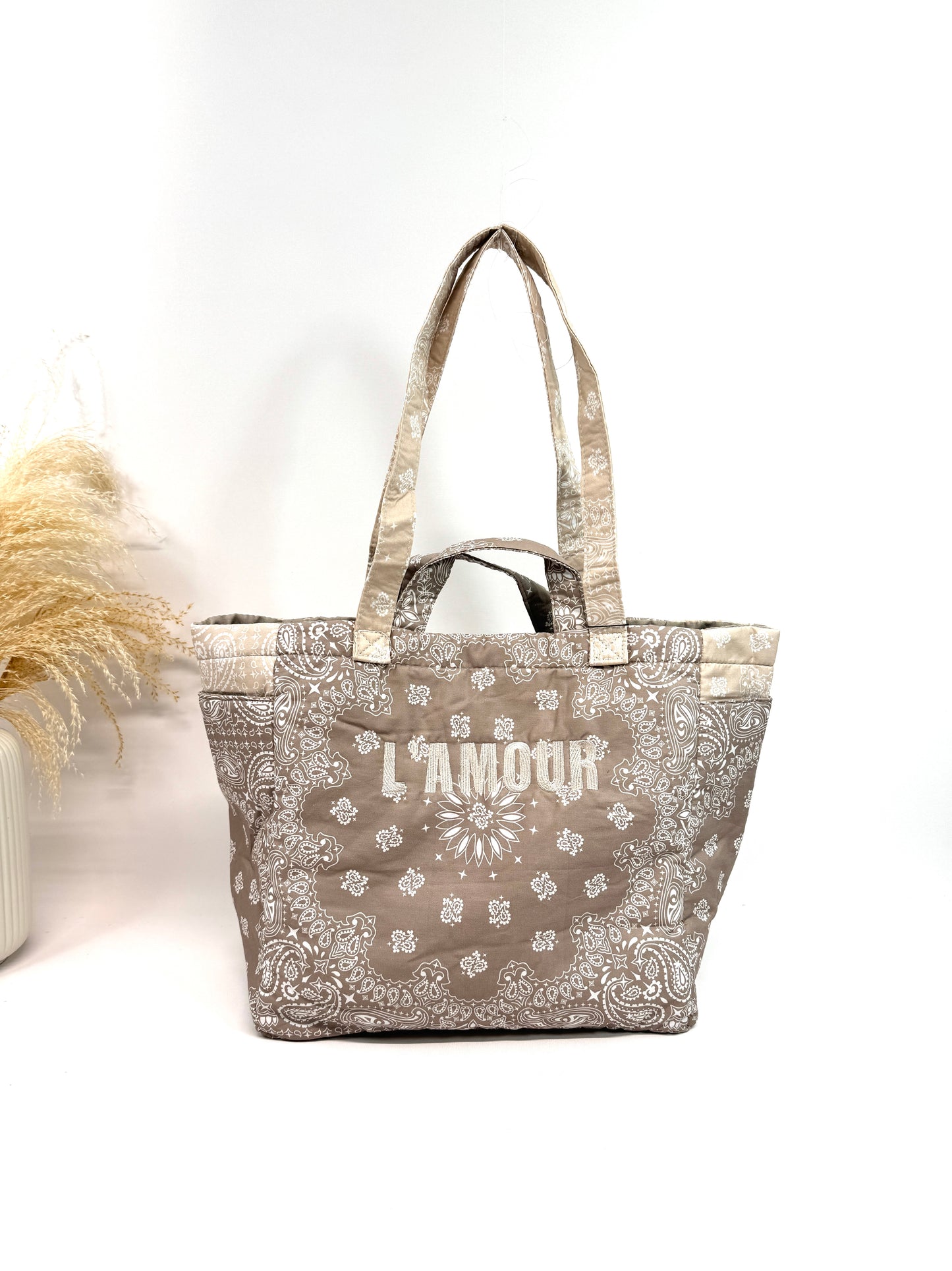 Sac cabas coton style bandada bicolore "Amour"