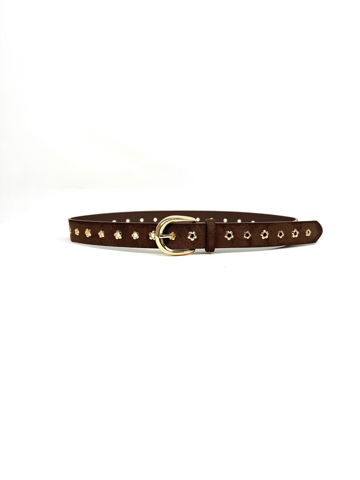 Ceinture beige bohème à détails dorés