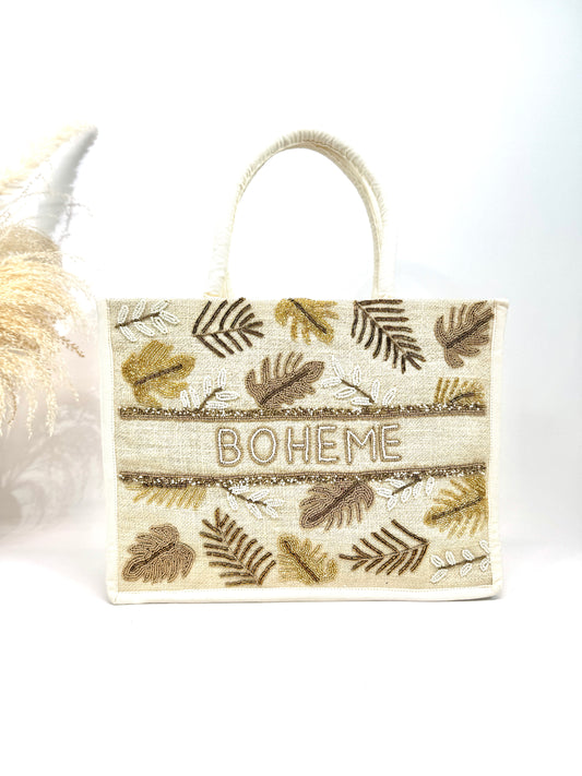 Le sac cabas "Bohème" canvas de jute