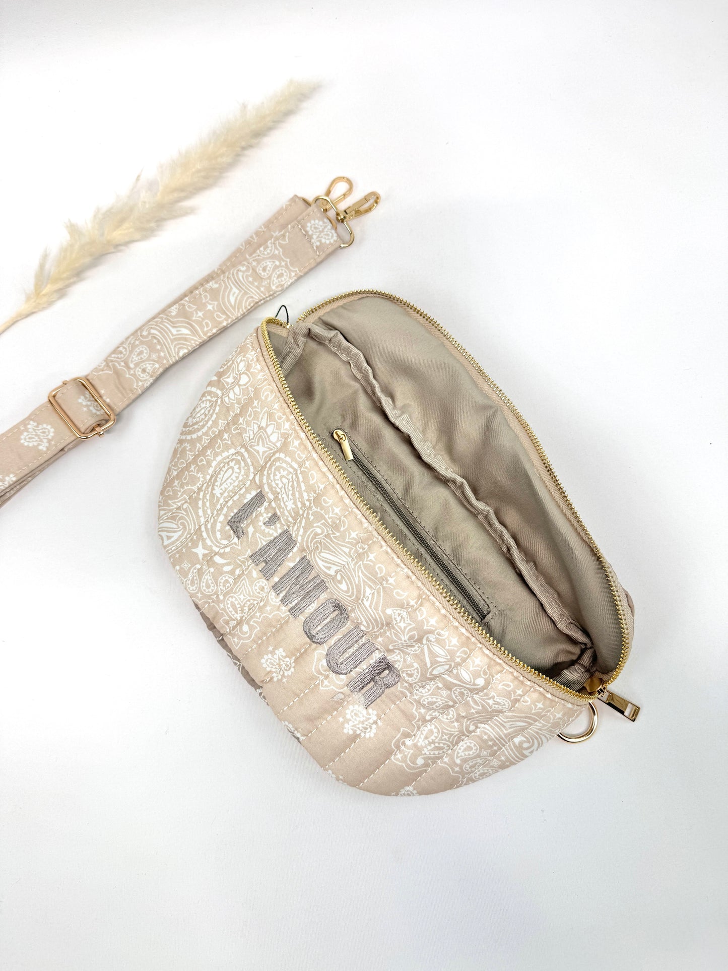 Sac banane coton style bandana bicolore "Amour"