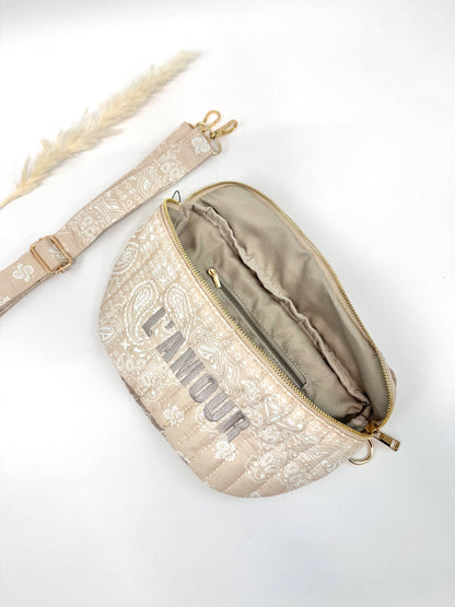 Sac banane coton style bandana bicolore "Amour"