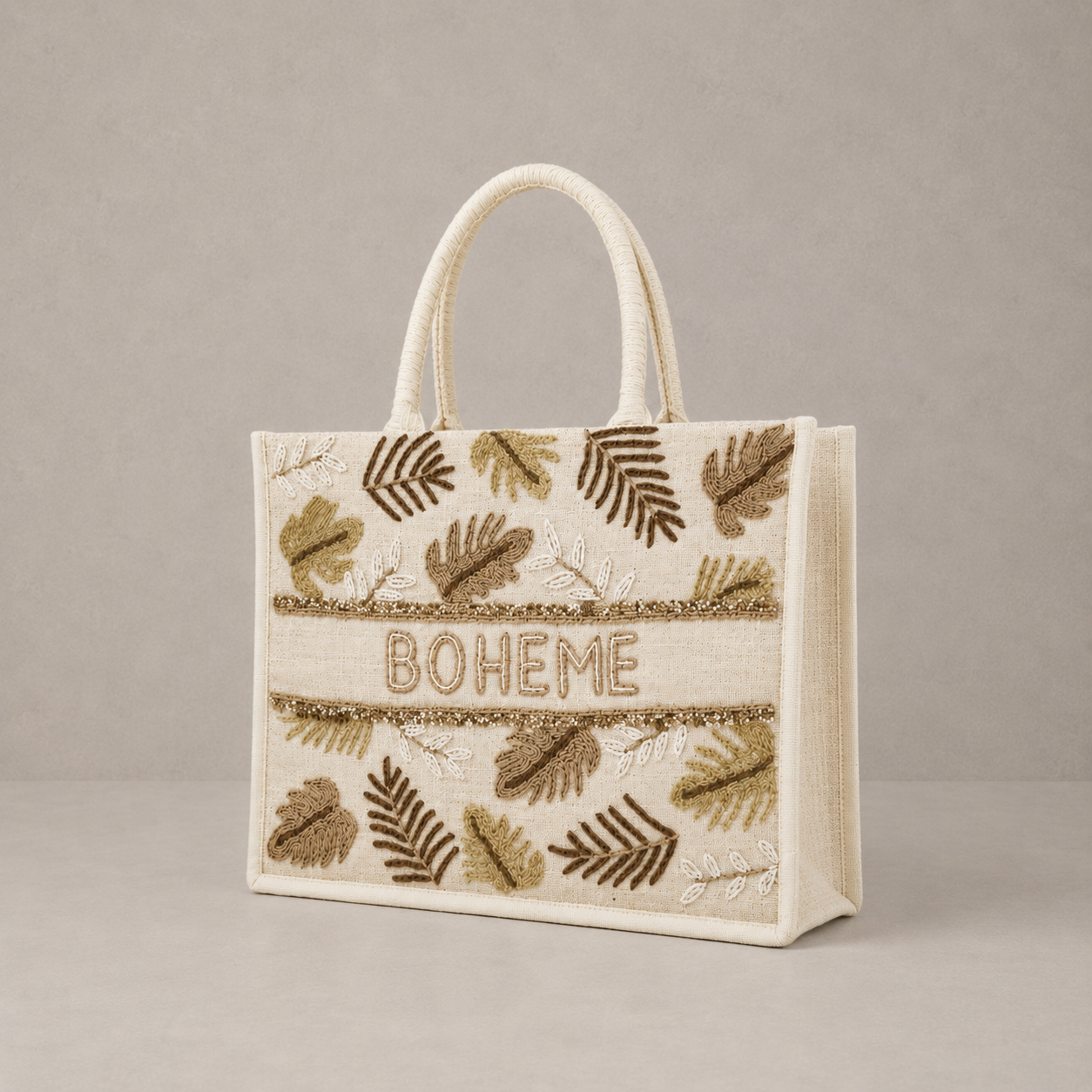 Le sac cabas "Bohème" canvas de jute