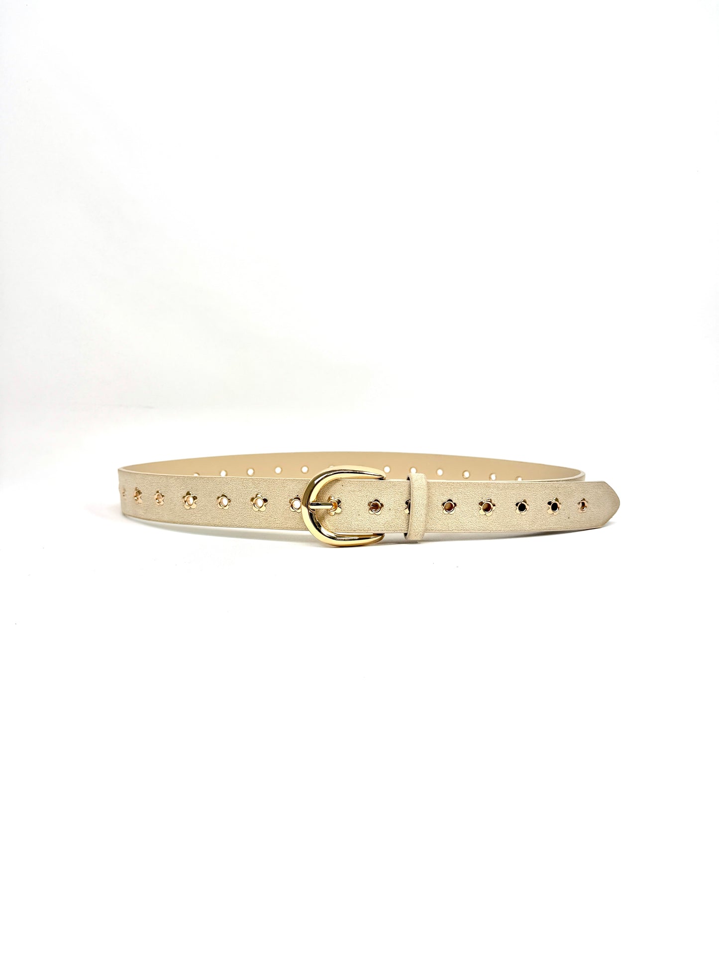 Ceinture beige bohème à détails dorés