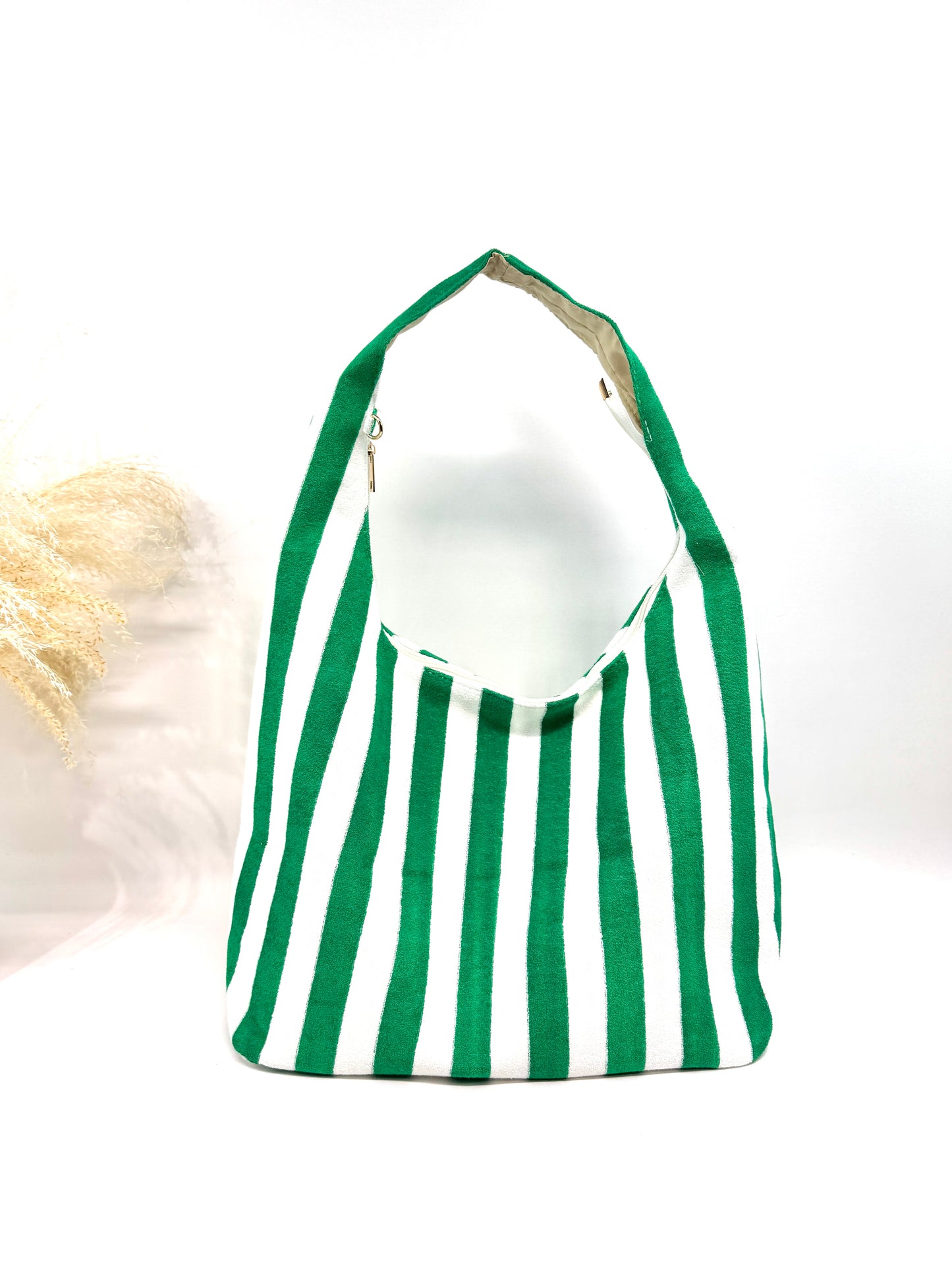 Sac cabas coton hobo rayé en éponge