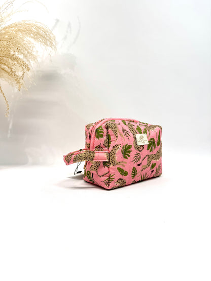 Trousse matelassée en coton imprimé animal