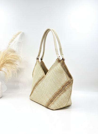 Sac cabas trapèze en paille tressé