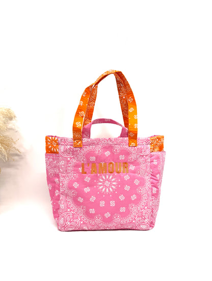 Sac cabas coton style bandada bicolore "Amour"