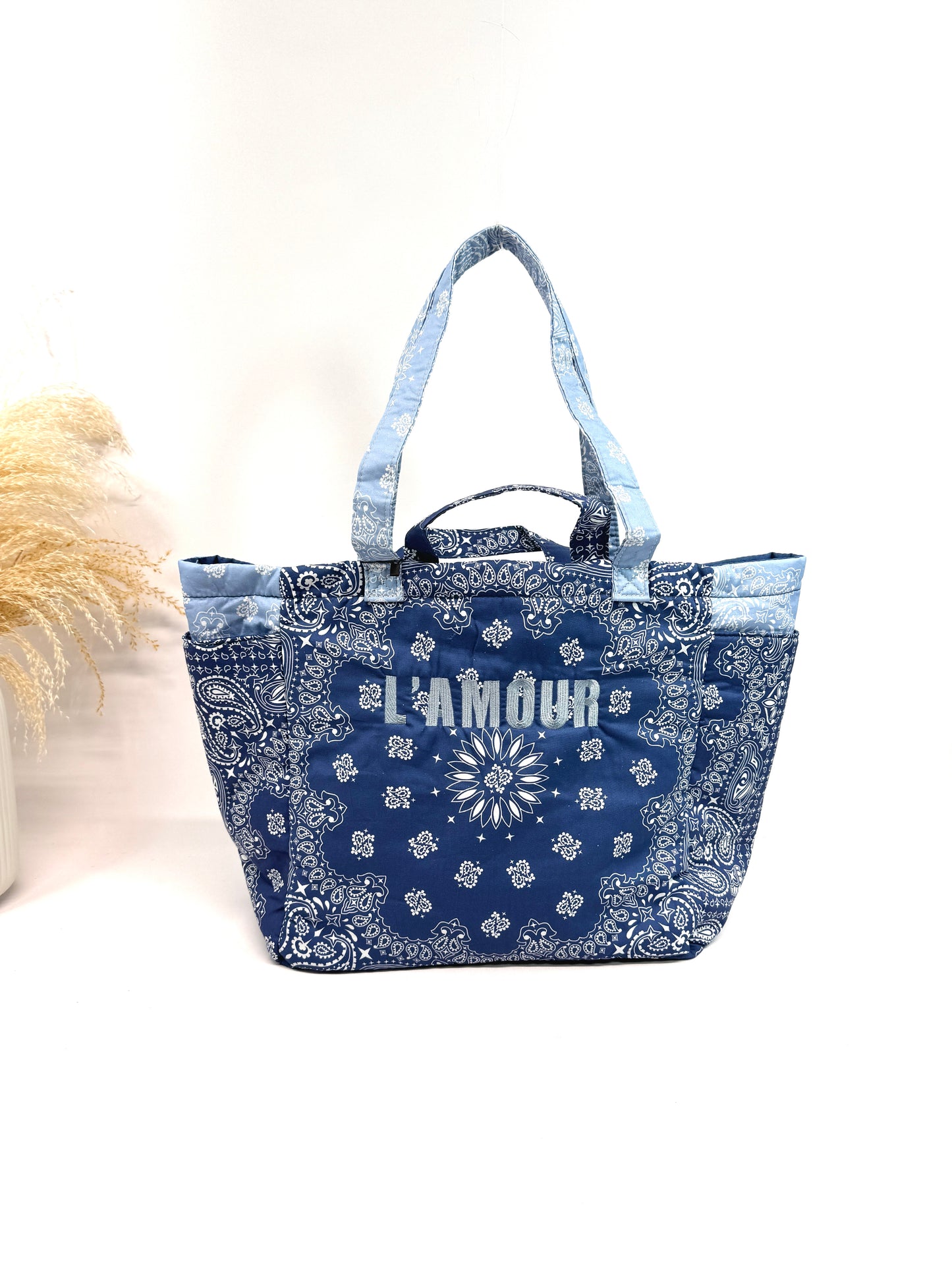 Sac cabas coton style bandada bicolore "Amour"