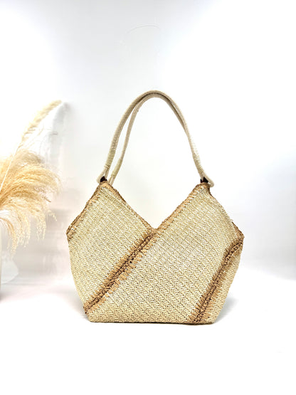 Sac cabas trapèze en paille tressé