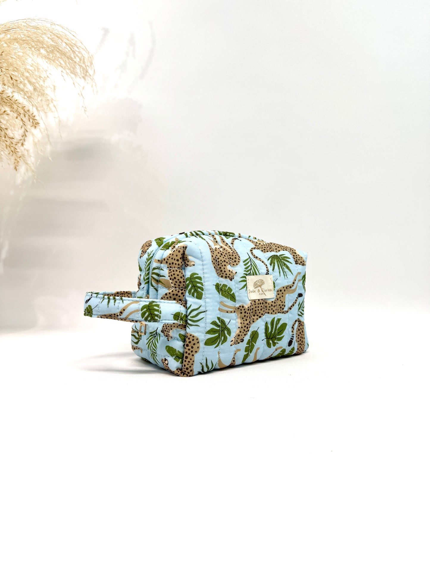 Trousse matelassée en coton imprimé animal
