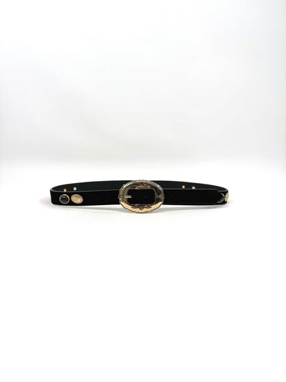 Ceinture chic à boucle écaille dorée