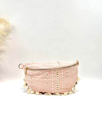 Sac banane dentelle à franges coquillages