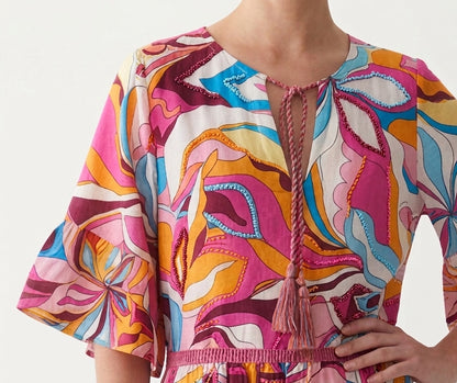 Robe coton centrée à motifs